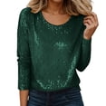 thumbnail image 2 of Womens Shirts 2026 Long Sleeve Shirts Celebration Sequin Round Neck Top For Casual Party Ready Shirt Glittery Casual Tee Tops, 2 of 5