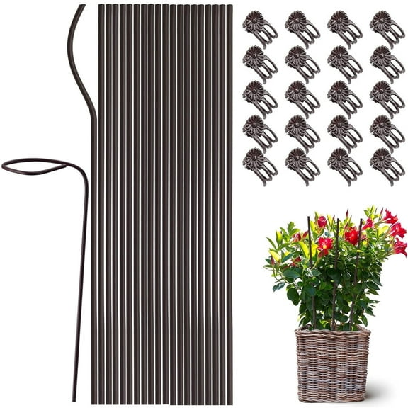 Bendable Plant Stakes,Bexikou 20Pcs Plant Support Sticks, Garden Single Stem Plant Support Stakes for Indoor and Outdoor Plants,Potted Plants,Flowers Orchid-15.7 Inches