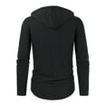 thumbnail image 5 of safuny Men's Casual Relaxed Fitted Slim Hoodie Tops V Neck Lacing Shirts Fall Fashion Long Sleeve Blouses Solid Color Zipper Pullovers Workout Black S, 5 of 7