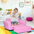 thumbnail image 3 of Costway Pink Kids Sofa Armrest Chair Couch Lounge Children Birthday Gift w/ Ottoman, 3 of 12