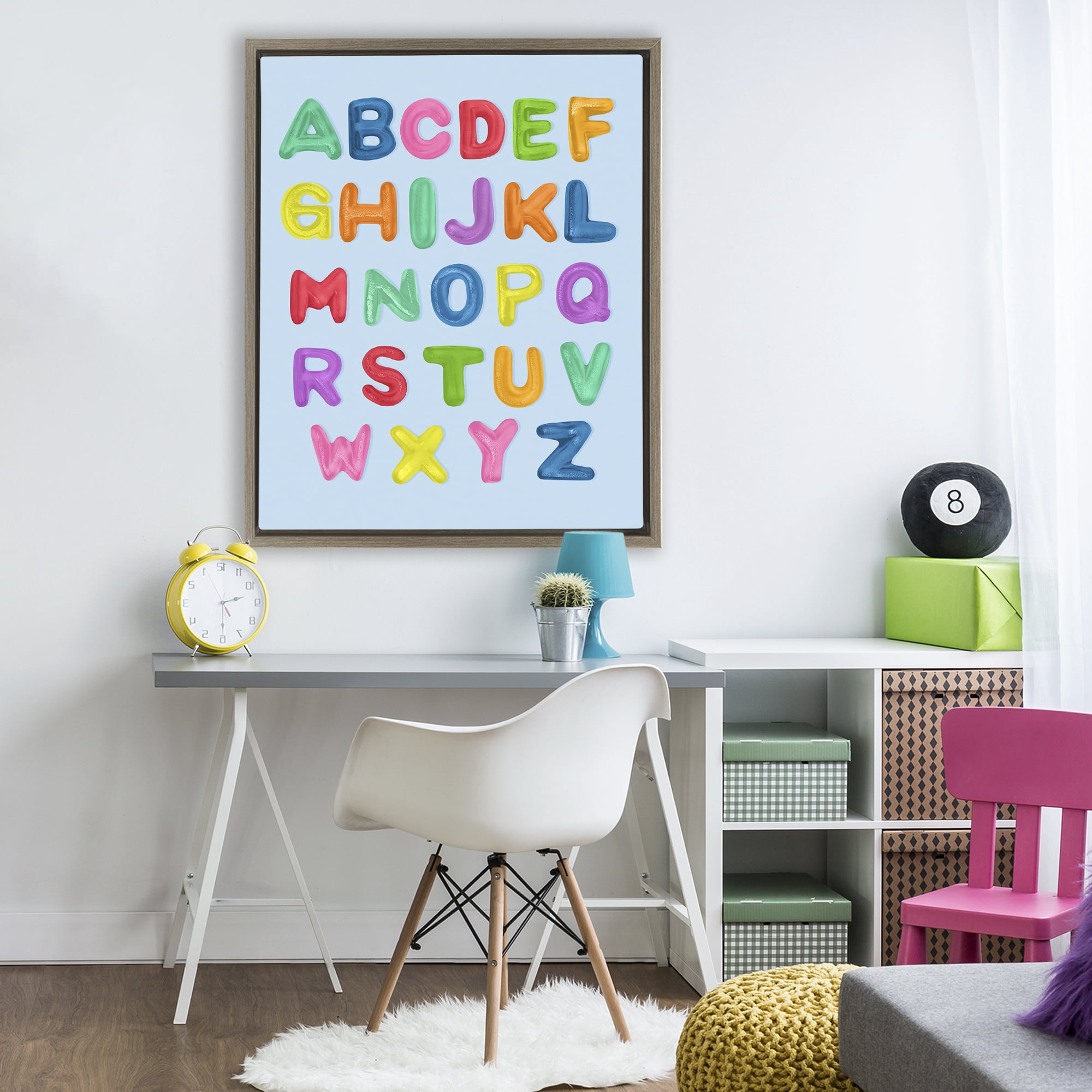 Stupell Industries Gummy Candy Alphabet Brown Framed Floater Canvas Wall Art, design by LISH Creative