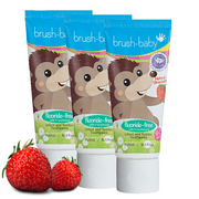 Brush Baby Oral Care Kids Fluoride Free and SLS Free Toothpaste, Strawberry, 4.2 Ounce - 3 Pack