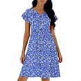 thumbnail image 5 of LNWUY Summer Dresses for Women 2026 Casual Loose Cap Sleeve Sundress Swing Button Down Floral Dress Beach Vacation Travel Outfit Purple S, 5 of 6