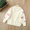 thumbnail image 3 of lnmuld Cute Sweaters Children Kids Baby Girls Long Sleeve Love Print Pearl Sweater Outer Outfits Size:3-4 Years, 3 of 4
