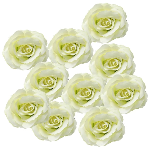 10 Piezas Cabezas de Flores Rosas Artificiales de Decoración para Celebraciones verde claro