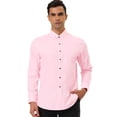thumbnail image 2 of Camisa de vestir de manga larga con botones de color liso para hombre de negocios Rosa S Unique Bargains Camisa, 2 of 6