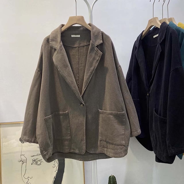 LOVZFMLL Vestes pour Femmes, Cardigan à Revers Uni, Veste de Complet