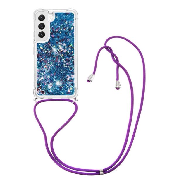 Funda FOXDOCK para Samsung Galaxy S22 con Cuerda Ajustable, Brillo Líquido, Protección Antigolpes y Lente – Ideal para Regalo