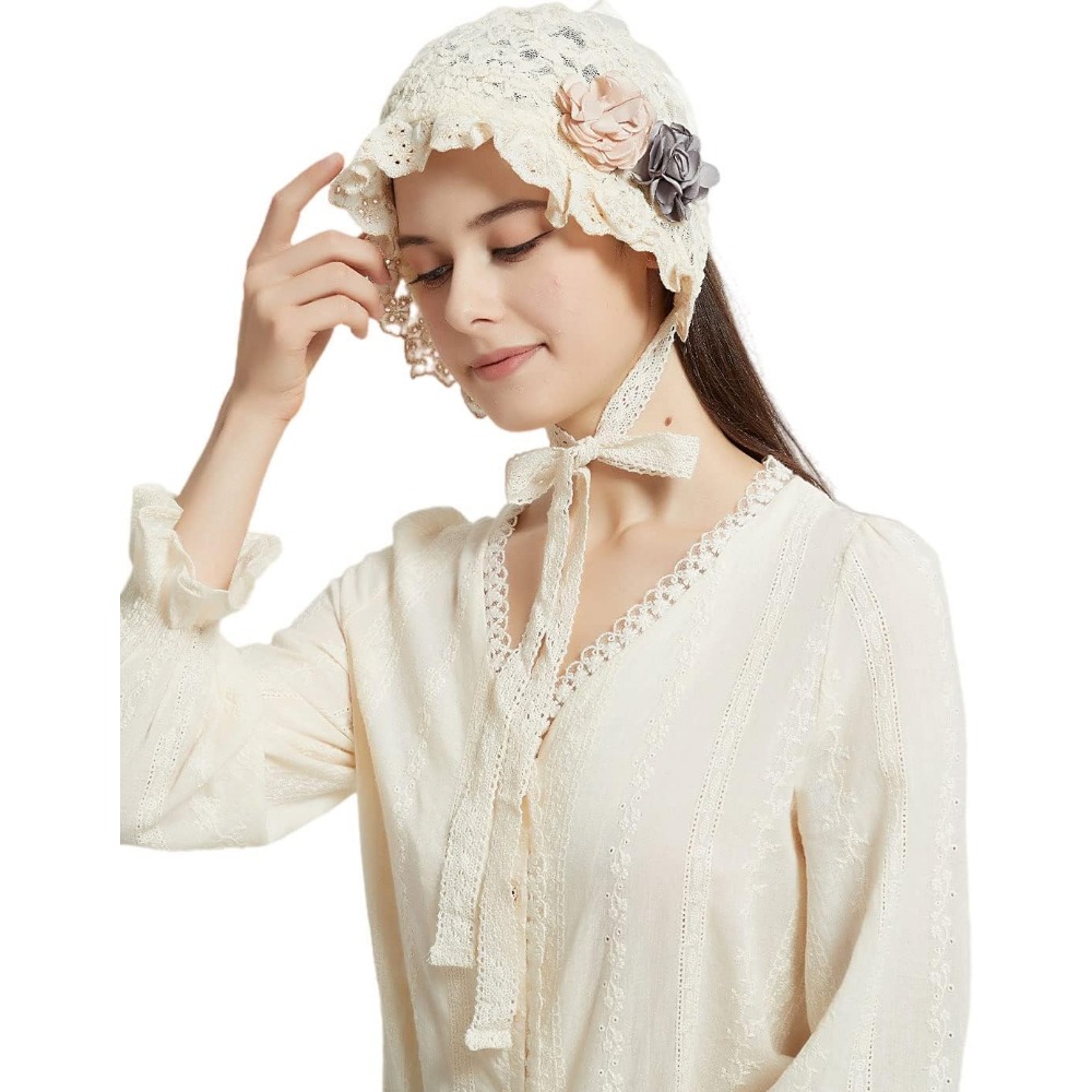 Women's Colonial Bonnet Cap Vintage Costume Accessory Lolita Hat Cute