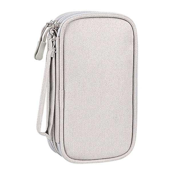 Bolsa organizadora de cables de viaje, bolsa de almacenamiento multifuncional de doble capa para gris