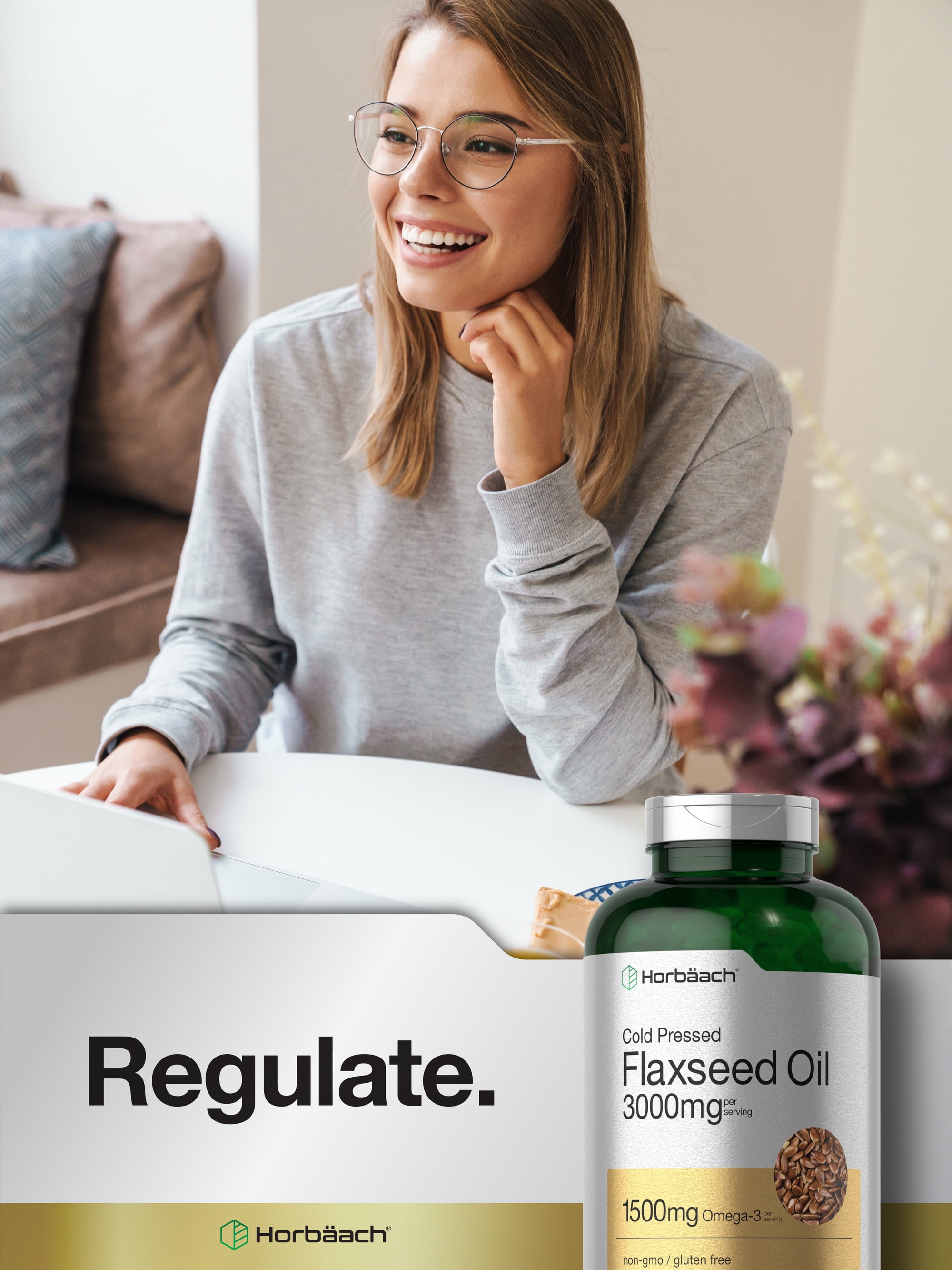 Flaxseed Oil Softgels 3000mg | 300 Count | with Omega 3 6 9 | by Horbaach