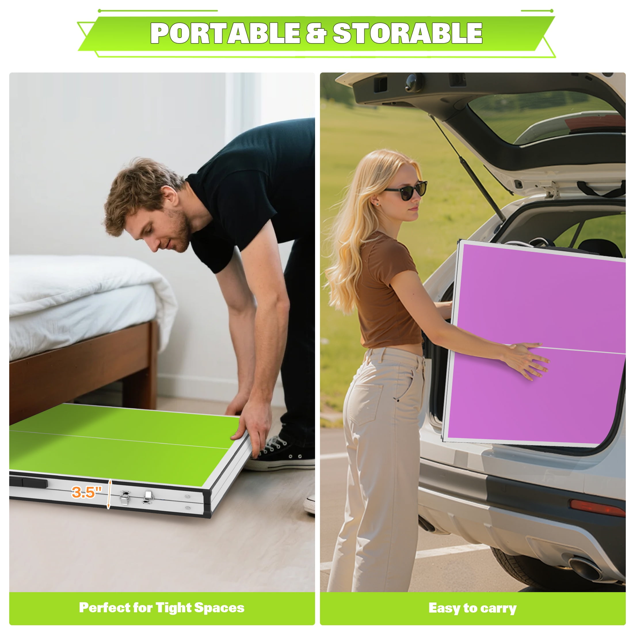 5ft Mid-Size Table Tennis Table Foldable, Portable Ping Pong Table Set for Indoor & Outdoor Games, SEGMART High-Performance Ping Pong Paddle 2 Player Set, Easy Assembly and Adujstable Ping Pong Table
