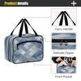 thumbnail image 4 of Travel Hanging Toiletry Bag with 4 Zipped Compartments Waterproof Makeup Accessories Spacious Cosmetic Bag Blue Plaid Pattern Medium, 4 of 9