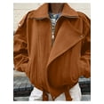 thumbnail image 5 of Suede Jacket for Women Fall Winter Cropped Y2k Oversized Faux Leather Blazer Jackets Amber Color S, 5 of 7