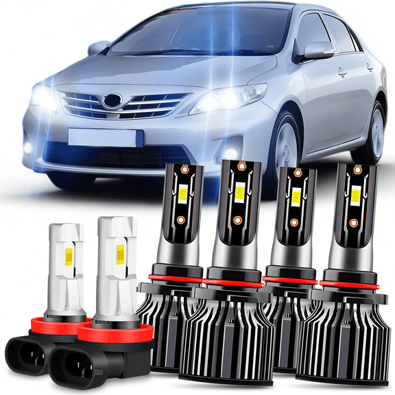 Compatible for Toyota Corolla 2009 2010 2011 2012 2013 LED Headlight High Low   Fog Light Bulb Kit