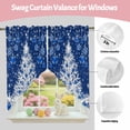 thumbnail image 3 of Swag Curtains Valances for Windows, Navy Blue Christmas Tree Short Kitchen Window Curtains Over Sink, Winter Xmas Snowflake Balls Cafe Curtains Panel Set Of 2,Rod Pocket, 45 Inches Length, 3 of 9