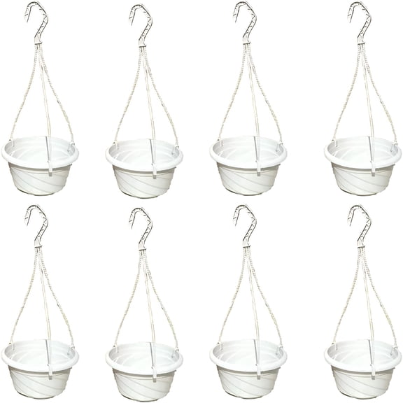 ACDANC 8 Pack Small Plastic Hanging Planters,Hanging Flower Plant Pots Basket Planter Holder Round Hanging Containers for Outdoor Indoor Plants Garden Balcony Decoration,2 Color