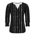 thumbnail image 7 of Yuanlook Women's V Neck Fashion Tops,3/4 Length Sleeve Business Casual Blouses Smocked Cuffs Summer Tees Shirts - Black - XXL, 7 of 7