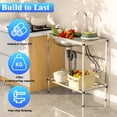 thumbnail image 4 of Mohsoe Stainless Steel Utility Sink Set, Freestanding Single Bowl Kitchen Sink, Outdoor Sink Station with Hose Hook Up, Hot & Cold Faucet, Storage Shelves for Garage, Restaurant, 4 of 11