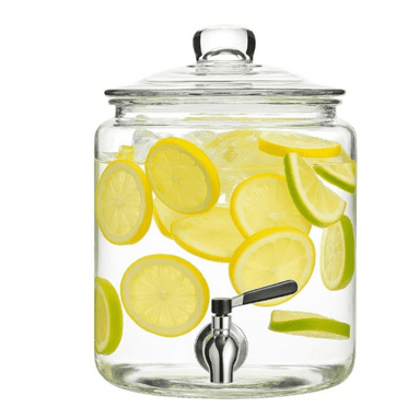 Iced Beverage Dispenser for Parties with Spout - 1 Gallon Mason Glass Drink Container with Spigot - Sun Tea Jar & Water Pitcher
