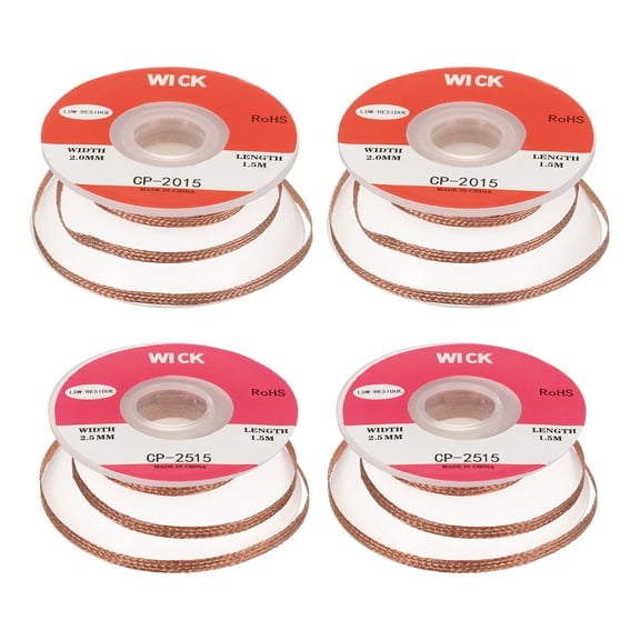 Uxcell Solder Wick Braid No-Clean Desoldering Wick Braid 0.08/0.1 Inch Width 5 Feet Length for Remove the Solder Electrical Components 1 Set