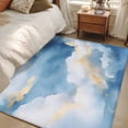 thumbnail image 4 of Abstract Marble Texture Washable Area Rug 4x6 111 Golden Blue Gradient Low-Profile Large Area Rugs with Non Slip Backing Indoor Floor Carpet for Entrance Living Room Bedroom Home Office, 4 of 9