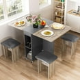 thumbnail image 1 of Furlinkhm Ensemble de Table à Manger Pliante pour 4, Table à Dîner avec 4 Chaises en Cuir et Étagères, Table à Manger Pliable Gain de Place avec 6 Roues, Ensemble de Table de Cuisine pour Petits Espaces (Gris), 1 of 8