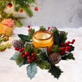 thumbnail image 1 of Corona navideña,Corona de velas navideñas con forma de anillo para decorar fiestas,Candelabro de corona artificial para festivales de bodas,Centro de mesa con forma de anillo y guirnalda de, 1 of 8
