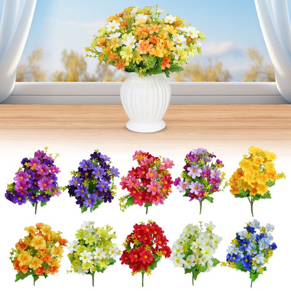 1X Artificial Flower Daisy 28 Heads Clearance! Simulation Flower Small Daisy Jumping Orchid Chrysanthemum Artificial Flower 28 Heads Orange Jumping Orchid Chrysanthemum, Fake Flowers Promotion Sale!