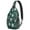 Green Christmas Snowflake-1, variant on Sling Backpack,Green Christmas Tree and Snowflake Pattern Sling Bag with Water Bottle Holder,Waterproof Sling Bag for Men/Women with Headphone Jack for Hiking,Travel