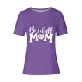 thumbnail image 4 of Lilgiuy Baseball Mom Shirt for Womens Mom Shirt Summer Solid Color Short Sleeve O-Neck Letter Print Casual Tops Tees for Mother's Day(Purple,XL), 4 of 4