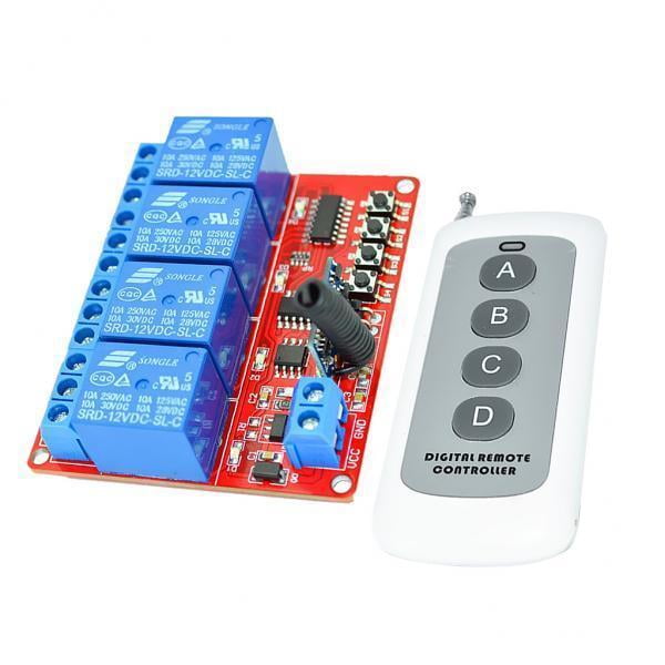 Interruptor de ,Tablero del módulo de ,Interruptor de de 4 canales,Control remoto inalámbrico,Controlador de 4 botones,Transmisor Receptor,Módulo 433M,12V 4 canales 3 piezas Sunnimix Interruptor de relé