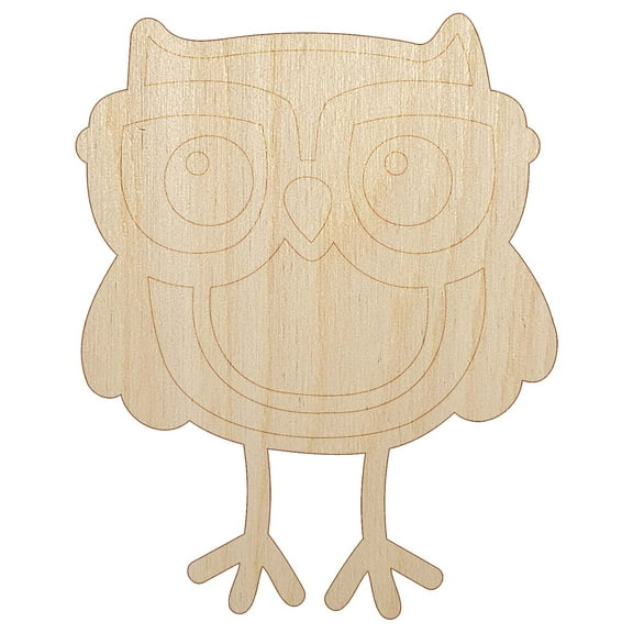 Owl Smart with Glasses Wood Shape Unfinished Piece Cutout Craft DIY Projects - 4.70 Inch Size - 1/8 Inch Thick