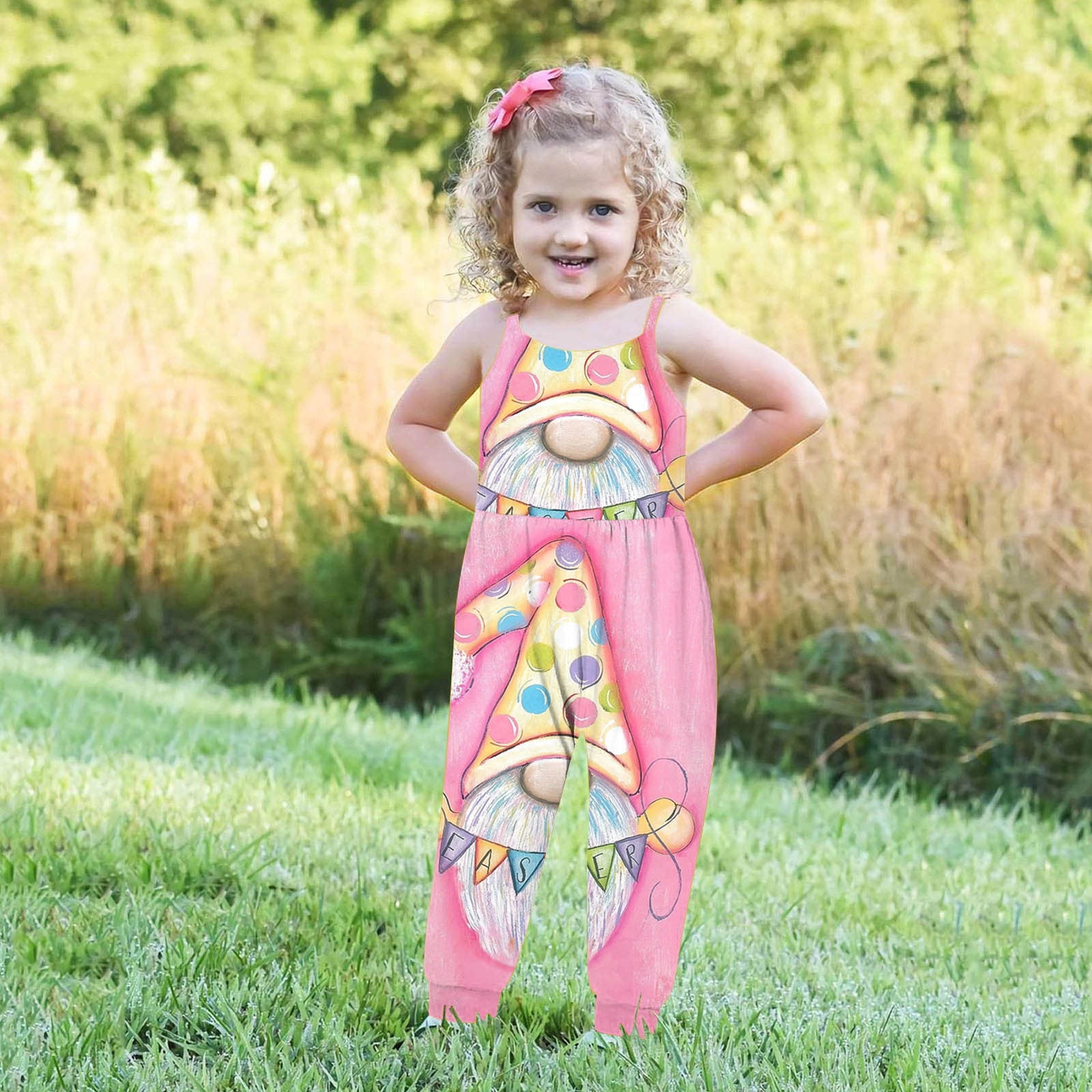 SDNall Vêtements pour Bébé Fille Tout-Petits Filles Enfants Nain de Pâques  Œufs de Pâques Imprimés Combinaison Combinaison à Bretelles Tenues d'Été