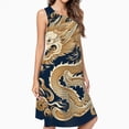 thumbnail image 2 of Golden Dragon Illustration Casual Sleeveless Loose Sundress Dress For Women Summer Dress Daily Woman, 2 of 4