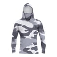 thumbnail image 2 of Men's UPF 50+ Sun Protection Camo Hooded Shirt with Integrated Face Cover Long Sleeve Lightweight Rash Guard Shirts Gray XL, 2 of 3