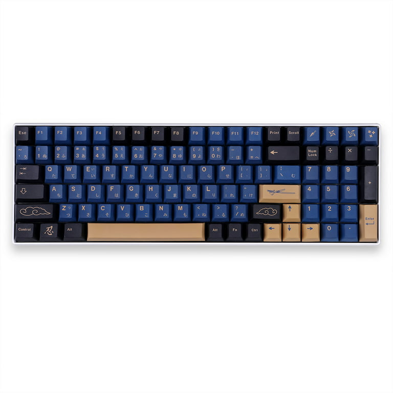 Gliging Keycaps 129 Keys Cherry Profile Dye-Sub PBT Blue Warrior Compatible  Cherry MX Switch Mechanical Keyboard 