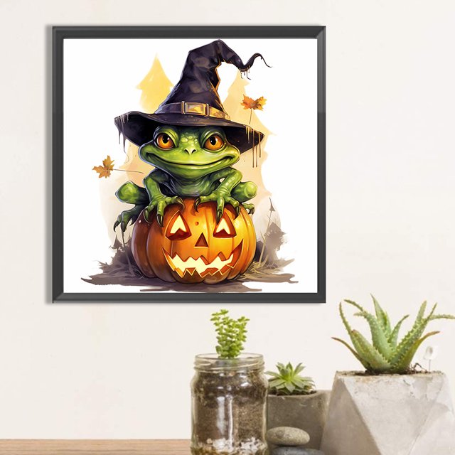 5D DIY completo redondo taladro diamante pintura Halloween calabaza rana kit decoración del hogar JShteea El nuevo