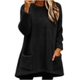thumbnail image 3 of Womens Loose Tops with Pockets Zaewscy Women's Fashion Solid Color Long Sleeve Winter Leisure Elegant Top Black S, 3 of 6