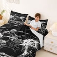 thumbnail image 3 of Castle Fairy Edgy ATV Art Queen Sheet Sets 4 Pieces for Youth, Monochrome Off-Road Print Bed Set for Bedroom, Black, 3 of 6