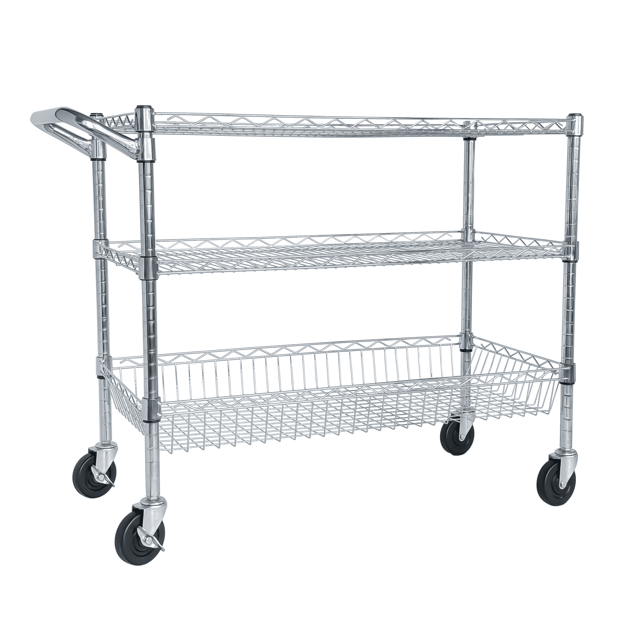Seville Classics 3-Tier Commercial Utility Cart, UltraZinc