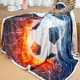 thumbnail image 2 of Soccer Blanket Sports Ball Throw Blanket Blue Flame Teens'' Soccer Fans Soft Cozy Football Blanket for Boys Men Sofa Travel Living Room Bedroom (50"X60", Soccer), 2 of 6