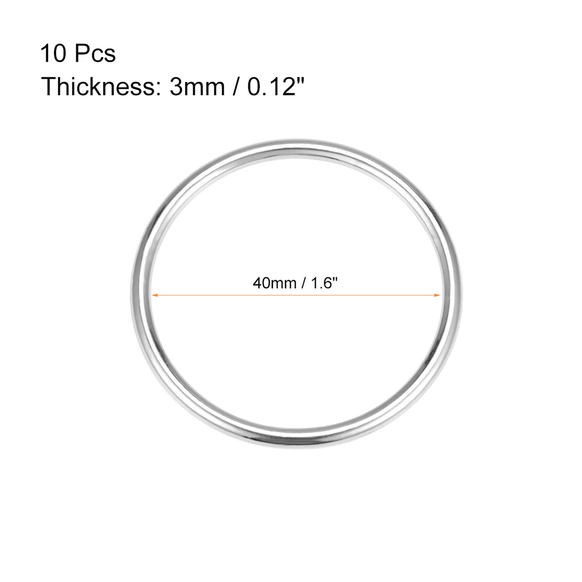6 Pcs O Ring Buckle 1.6/" O-Rings Black for Hardware Bags Craft DIY 40mm