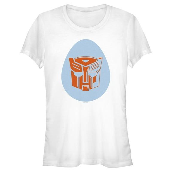Junior's Transformers Autobots Egg Logo  Graphic Tee White Large
