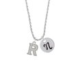 thumbnail image 2 of Delight Jewelry Silvertone Crystal Initial - R - Silvertone Script Initial Disc - N - Charm Necklace, 20"+3", 2 of 4