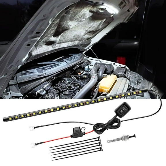 Nilight Under Hood Light Strip 21 LED Waterproof Underhood Work Light with On/Off Switch Blade Fuse Engine Bay Repair Light White 12V for Car Truck SUV