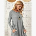 thumbnail image 6 of Women's Lounge Dress Long Sleeve Midi Long Dress Loose Casual Side Slit Dresses Pocket, 6 of 7
