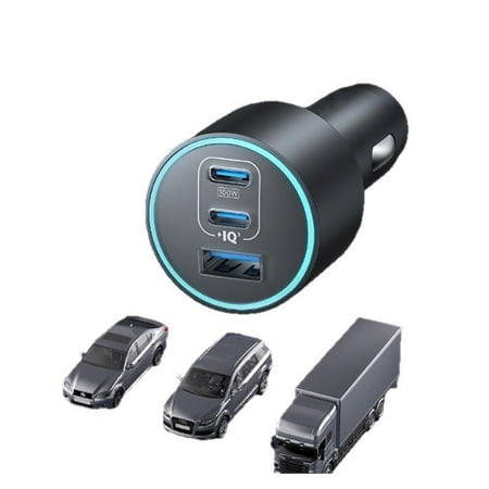 GUANGHUI iPhone 16 USB-C Car Charger 167W Max 3-Port Ultra-Compact Type-C Fast Car Charger for MacBook Pro/Air iPhone 15/14/13 Series Samsung S24/S23 iPad Pro AirPods and More