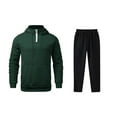 thumbnail image 4 of Yusimy Men's Solid Color Fleece-Lined 2-Piece Hoodie Cargo Set Long Sleeve Casual Sports Pants Warm, 4 of 8