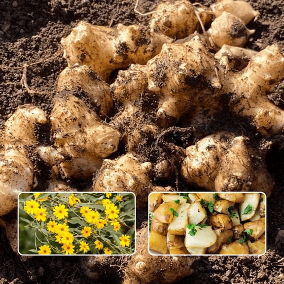 1 Pound Jerusalem Artichokes Root, Fresh Sunchokes Bulb for Planting, Hardy Edible Perennial Roots for Outdoor Garden